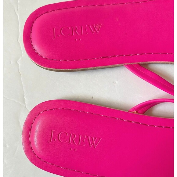 J Crew Flip Flops Womens Size 9M Hot Pink Faux Leather Shoes New NWT Read - Picture 4 of 13